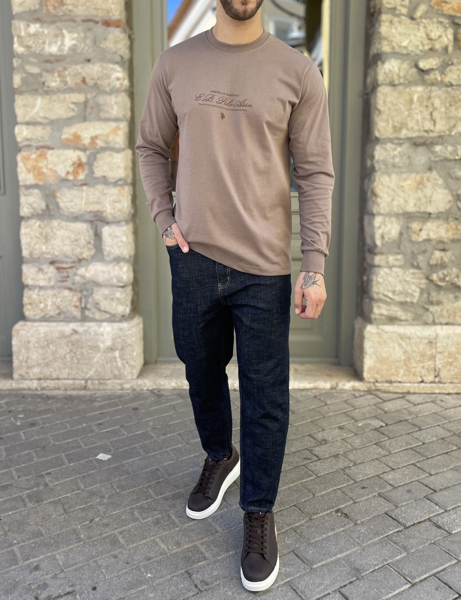 Everbest ανδρική πούρο μακρυμάνικη μπλούζα με τύπωμα Plus Size 2610180P φωτογραφία